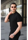 Erkek Bisiklet Yaka Petek Dokulu Kısa Kollu Triko Tişört