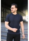 Erkek Bisiklet Yaka Petek Dokulu Kısa Kollu Triko Tişört