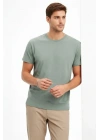 Erkek Bisiklet Yaka Tişört Regular Kalıp Basic Pamuklu Günlük Kullanım T-shirt - Mint Yeşili