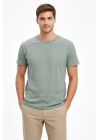 Erkek Bisiklet Yaka Tişört Regular Kalıp Basic Pamuklu Günlük Kullanım T-shirt - Mint Yeşili