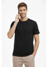Erkek Bisiklet Yaka Tişört Regular Kalıp Basic Pamuklu Günlük Kullanım T-shirt - Siyah