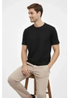 Erkek Bisiklet Yaka Tişört Regular Kalıp Basic Pamuklu Günlük Kullanım T-shirt - Siyah