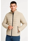 Erkek Bomber Mont Ceket – Su İtici Kumaş, Kapitone Astarlı, Fermuarlı, Kışlık - Bej