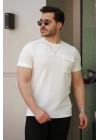 Erkek Cepli Kolyeli Kısa Kollu örme Kumaş T-shirt