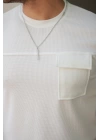 Erkek Cepli Kolyeli Kısa Kollu örme Kumaş T-shirt