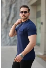 Erkek Cepli Kolyeli Kısa Kollu örme Kumaş Tişört