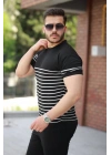 Erkek çizgi Desenli Bisiklet Yaka Kısa Kollu T-sihrt
