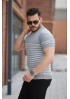 Erkek çizgi Desenli Bisiklet Yaka Kısa Kollu T-sihrt