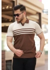 Erkek çizgi Desenli Yakalı Kısa Kollu T-shirt