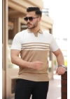 Erkek çizgi Desenli Yakalı Kısa Kollu T-shirt