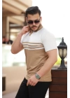 Erkek çizgi Desenli Yakalı Kısa Kollu T-shirt