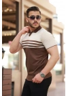 Erkek çizgi Desenli Yakalı Kısa Kollu T-shirt