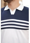 Erkek çizgi Desenli Yakalı Kısa Kollu T-shirt