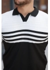 Erkek çizgi Desenli Yakalı Kısa Kollu T-shirt
