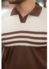 Erkek çizgi Desenli Yakalı Kısa Kollu T-shirt