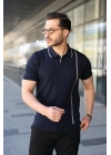 Erkek Çizgi Detaylı Yakalı Triko Tişört