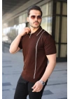 Erkek Çizgi Detaylı Yakalı Triko Tişört
