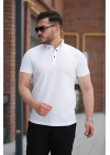 Erkek çizgi Dokulu çıtçıt Yakalı Kısa Kollu T-shirt