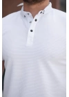 Erkek çizgi Dokulu çıtçıt Yakalı Kısa Kollu T-shirt