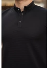 Erkek çizgi Dokulu çıtçıt Yakalı Kısa Kollu T-shirt