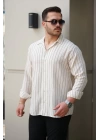 Erkek çizgili Keten Gömlek