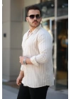 Erkek çizgili Keten Gömlek