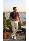 Erkek Desenli Kısa Kollu Triko Tişört - %100 Pamuk Akrilik