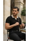 Erkek Desenli Kısa Kollu Triko Tişört - %100 Pamuk Akrilik