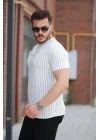 Erkek Dikey çizgili Ottoman Kumaş Kısa Kollu T-shirt