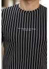 Erkek Dikey çizgili Ottoman Kumaş Kısa Kollu T-shirt