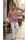 Erkek Dikey Çizgili Yarım Oversize Gömlek