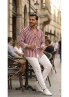 Erkek Dikey Çizgili Yarım Oversize Gömlek