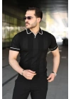 Erkek Dokulu Desen Yakalı Kısa Kollu Tişört