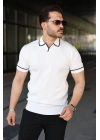 Erkek Dokulu Desen Yakalı Kısa Kollu Tişört