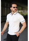Erkek Dokulu Desen Yakalı Kısa Kollu Tişört