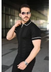 Erkek Dokulu Desen Yakalı Kısa Kollu Tişört