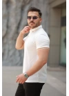 Erkek Düğmeli Yaka Waffle Kumaş Kısa Kollu Tişört