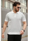 Erkek Fermuar Yakalı çizgili Kısa Kollu T-shirt
