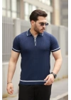 Erkek Fermuarlı Yakalı Kısa Kollu T-shirt