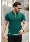 Erkek Fermuarlı Yakalı Kısa Kollu T-shirt