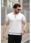 Erkek Fermuarlı Yakalı Kısa Kollu T-shirt