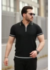 Erkek Fermuarlı Yakalı Kısa Kollu T-shirt