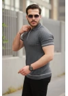 Erkek Fermuarlı Yakalı Kısa Kollu T-shirt