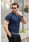 Erkek Fermuarlı Yakalı Kısa Kollu T-shirt