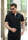 Erkek Fermuarlı Yakalı Kısa Kollu Tshirt