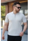 Erkek Fermuarlı Yakalı Kısa Kollu Tshirt