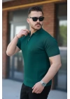Erkek Fermuarlı Yakalı Kısa Kollu Tshirt