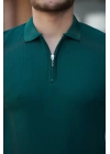 Erkek Fermuarlı Yakalı Kısa Kollu Tshirt