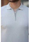Erkek Fermuarlı Yakalı Kısa Kollu Tshirt