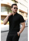 Erkek Fermuarlı Yakalı Kısa Kollu Tshirt